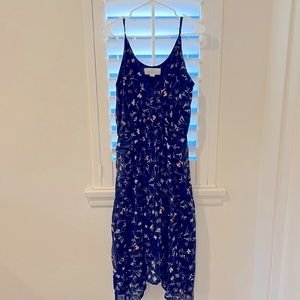 Trovata Size M navy flowered dress. High low hemline with spaghetti straps!
